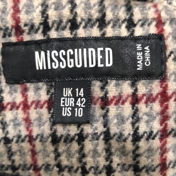 Missguided Peacoat Pea Coat Size US 10 Tan Houndstooth - Picture 5 of 10